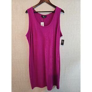 Ashley Stewart Magenta Ribbed Tank Dress Size 22/24 Sleeveless Casual Wear